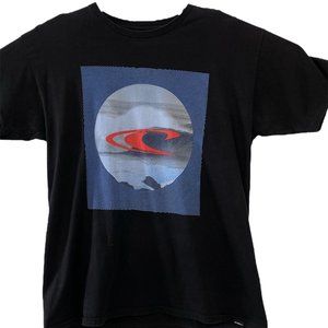 O'Neill Men's Large Short Sleeve Black Tee Top With Graphic Logo 100%Cotton EUC